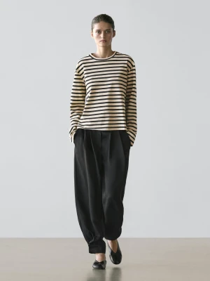 Spodnie Sarouel Z Luźnej Tkaniny - Czarny - - Massimo Dutti - Kobieta