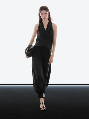 Spodnie Sarouel Z Ozdobnymi Guzikami - Czarny - - Massimo Dutti - Kobieta