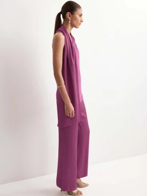 Spodnie satynowe o prostym kroju jasny/pastelowa purpura - Kobieta - - MANGO