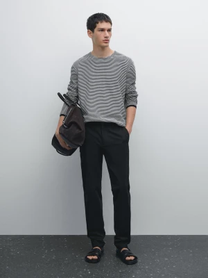 Spodnie Slim Comfort Z Mieszanki Wełny - Granatowy - - Massimo Dutti - Mężczyzna