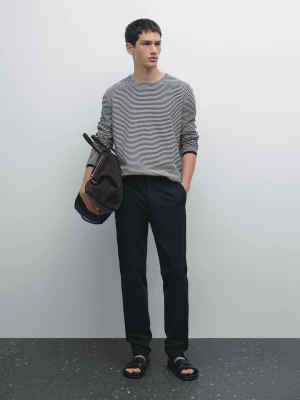 Spodnie Slim Comfort Z Mieszanki Wełny - Granatowy - - Massimo Dutti - Mężczyzna