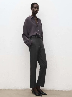 Spodnie slim crop w prążki szary - Kobieta - - MANGO