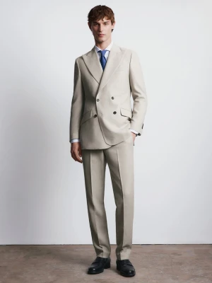 Spodnie slim fit 100% wełna Vitale Barberis Canonico® beżowy - Mężczyzna - - MANGO MAN