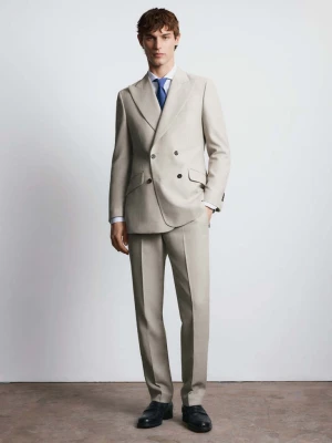 Spodnie slim fit 100% wełna Vitale Barberis Canonico® beżowy - Mężczyzna - - MANGO MAN