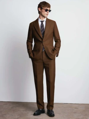 Spodnie slim fit 100% wełna Vitale Barberis Canonico® ochra - Mężczyzna - - MANGO MAN