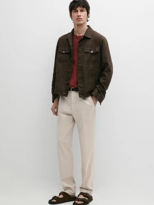 Spodnie Slim Fit - Beżowy - - Massimo Dutti - Mężczyzna