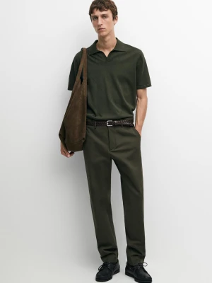 Spodnie Slim Fit Z Domieszką Bawełny - Khaki - Massimo Dutti - Male