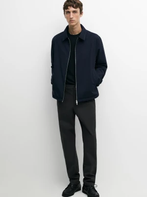 Spodnie Slim Fit Z Domieszką Bawełny - Szary - Massimo Dutti - Male