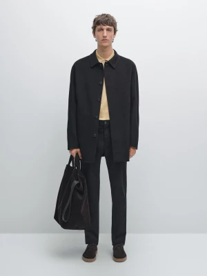 Spodnie Slim Fit Z Gumką Z Boku - Granatowy - - Massimo Dutti - Mężczyzna