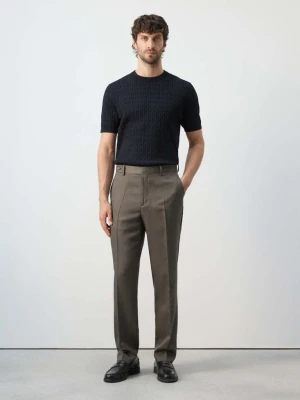 Spodnie slim fit z lyocellu i lnu średni brązowy - Mężczyzna - - MANGO MAN