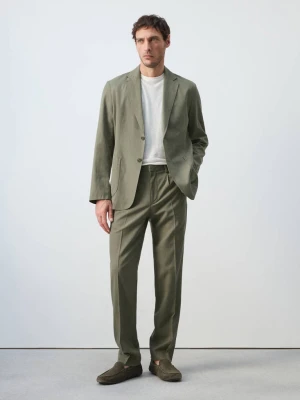 Spodnie slim fit z mieszanki lnu i lyocellu zielony - Mężczyzna - - MANGO MAN
