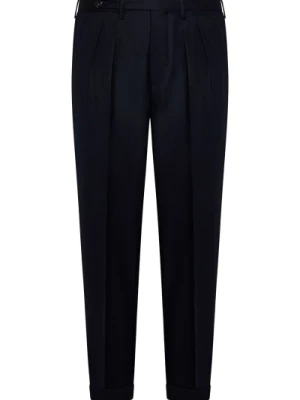 Spodnie Slim-fit z Podwójnymi Plisami w Kolorze Granatowym Michele Carbone