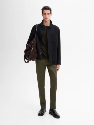 Spodnie Slim Z Bawełnianej Mieszanki - Khaki - - Massimo Dutti - Mężczyzna