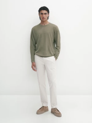 Spodnie Slim Z Diagonalu - Lodowy - - Massimo Dutti - Mężczyzna