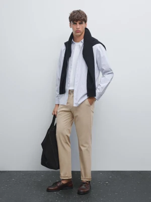 Spodnie Slim Z Mieszanki Bawełny - Beżowy - - Massimo Dutti - Male