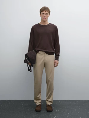 Spodnie Slim Z Mieszanki Bawełny - Beżowy - - Massimo Dutti - Mężczyzna