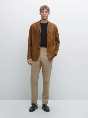 Spodnie Slim Z Mieszanki Bawełny - Beżowy - - Massimo Dutti - Mężczyzna