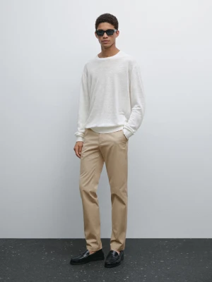 Spodnie Slim Z Mieszanki Bawełny - Beżowy - - Massimo Dutti - Mężczyzna