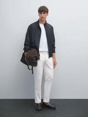 Spodnie Slim Z Mieszanki Bawełny - Biały Złamany - - Massimo Dutti - Male