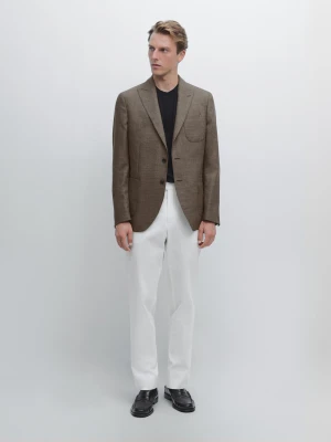 Spodnie Slim Z Mieszanki Bawełny - Biały Złamany - - Massimo Dutti - Mężczyzna