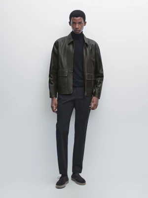 Spodnie Slim Z Mieszanki Bawełny - Czarny - - Massimo Dutti - Mężczyzna