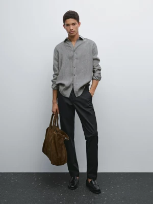 Spodnie Slim Z Mieszanki Bawełny - Czarny - - Massimo Dutti - Mężczyzna