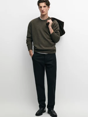 Spodnie Slim Z Mieszanki Bawełny - Granatowy - Massimo Dutti - Male