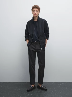Spodnie Slim Z Mieszanki Bawełny - Granatowy - - Massimo Dutti - Mężczyzna