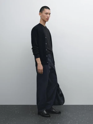 Spodnie Slim Z Mieszanki Bawełny. - Granatowy - - Massimo Dutti - Mężczyzna