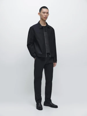 Spodnie Slim Z Mieszanki Bawełny - Granatowy - - Massimo Dutti - Mężczyzna