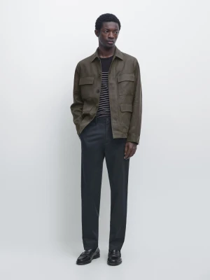 Spodnie Slim Z Mieszanki Bawełny - Granatowy - - Massimo Dutti - Mężczyzna