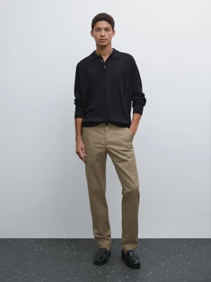 Spodnie Slim Z Mieszanki Bawełny - Khaki - - Massimo Dutti - Mężczyzna