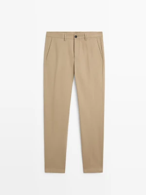 Spodnie Slim Z Mieszanki Bawełny - Opalony - Massimo Dutti - Male