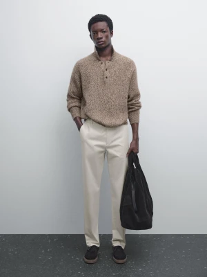 Spodnie Slim Z Mieszanki Bawełny - Piaskowy - - Massimo Dutti - Male