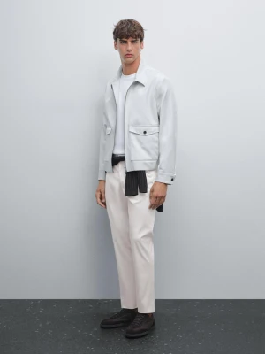 Spodnie Slim Z Mieszanki Bawełny - Popielaty - - Massimo Dutti - Mężczyzna