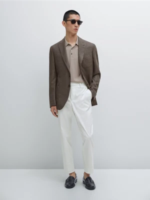 Spodnie Slim Z Mieszanki Bawełny - Surowy - - Massimo Dutti - Mężczyzna