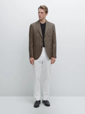 Spodnie Slim Z Mieszanki Bawełny - Surowy - - Massimo Dutti - Mężczyzna