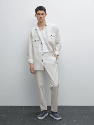 Spodnie Slim Z Mieszanki Bawełny - Szary - - Massimo Dutti - Mężczyzna
