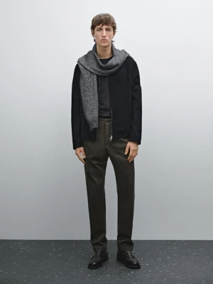 Spodnie Slim Z Mieszanki Bawełny Z Fakturą - Zielony - - Massimo Dutti - Mężczyzna