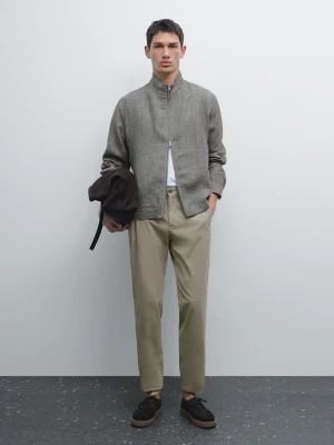 Spodnie Slim Z Mieszanki Bawełny - Zielony - - Massimo Dutti - Mężczyzna