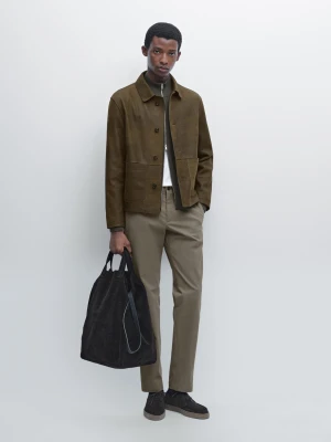 Spodnie Slim Z Mieszanki Bawełny - Zielony - - Massimo Dutti - Mężczyzna