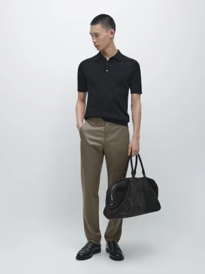 Spodnie Slim Z Mieszanki Bawełny - Zielony - - Massimo Dutti - Mężczyzna