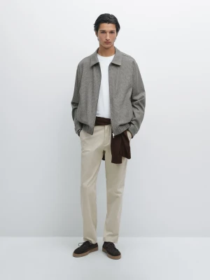 Spodnie Slim Ze 100% Bawełny - Beżowy - - Massimo Dutti - Mężczyzna