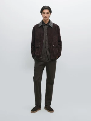 Spodnie Slim Ze 100% Bawełny - Brązowy - - Massimo Dutti - Mężczyzna