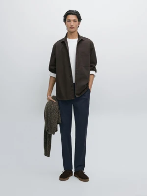 Spodnie Slim Ze 100% Bawełny - Granatowy - - Massimo Dutti - Mężczyzna
