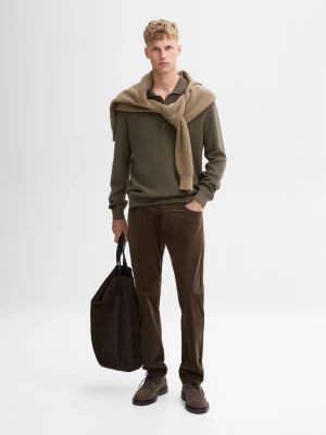 Spodnie Slim Ze Sztruksu I Denimu - Khaki - - Massimo Dutti - Mężczyzna