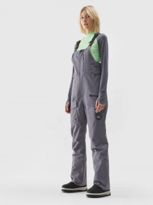 Spodnie snowboardowe z szelkami membrana 15000 damskie - szare 4F