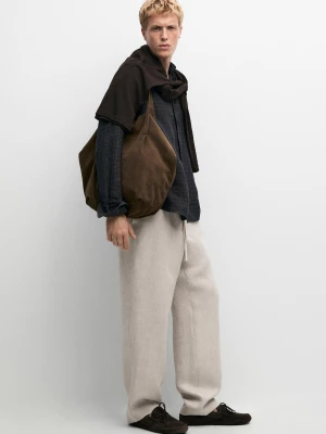 Spodnie Strukturalne 100% Len Total Look - Surowy - Massimo Dutti - Male