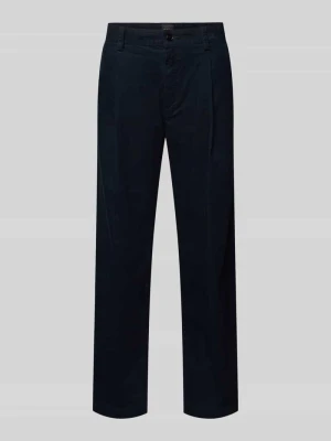 spodnie sztruksowe w kroju regular fit z mieszanki bawełny model 'Pleated 3' Boss Granatowy