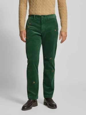 Spodnie sztruksowe o kroju regular fit z wyhaftowanymi detalami Polo Ralph Lauren